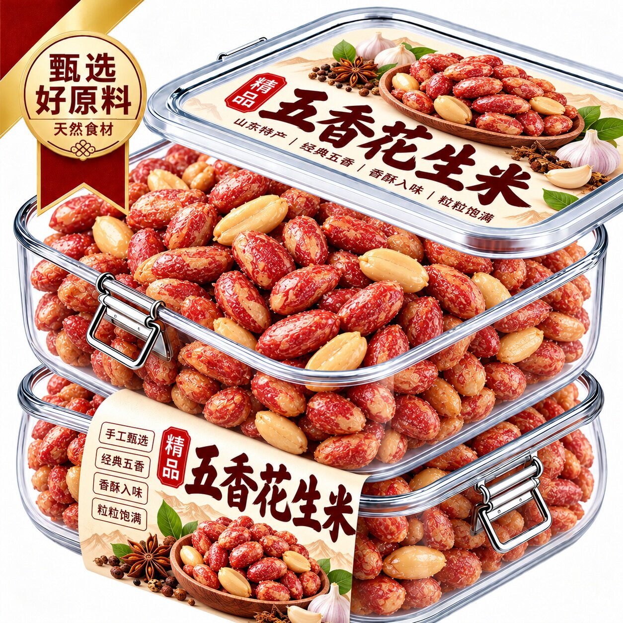 正宗山东五香蒜香花生米下酒菜