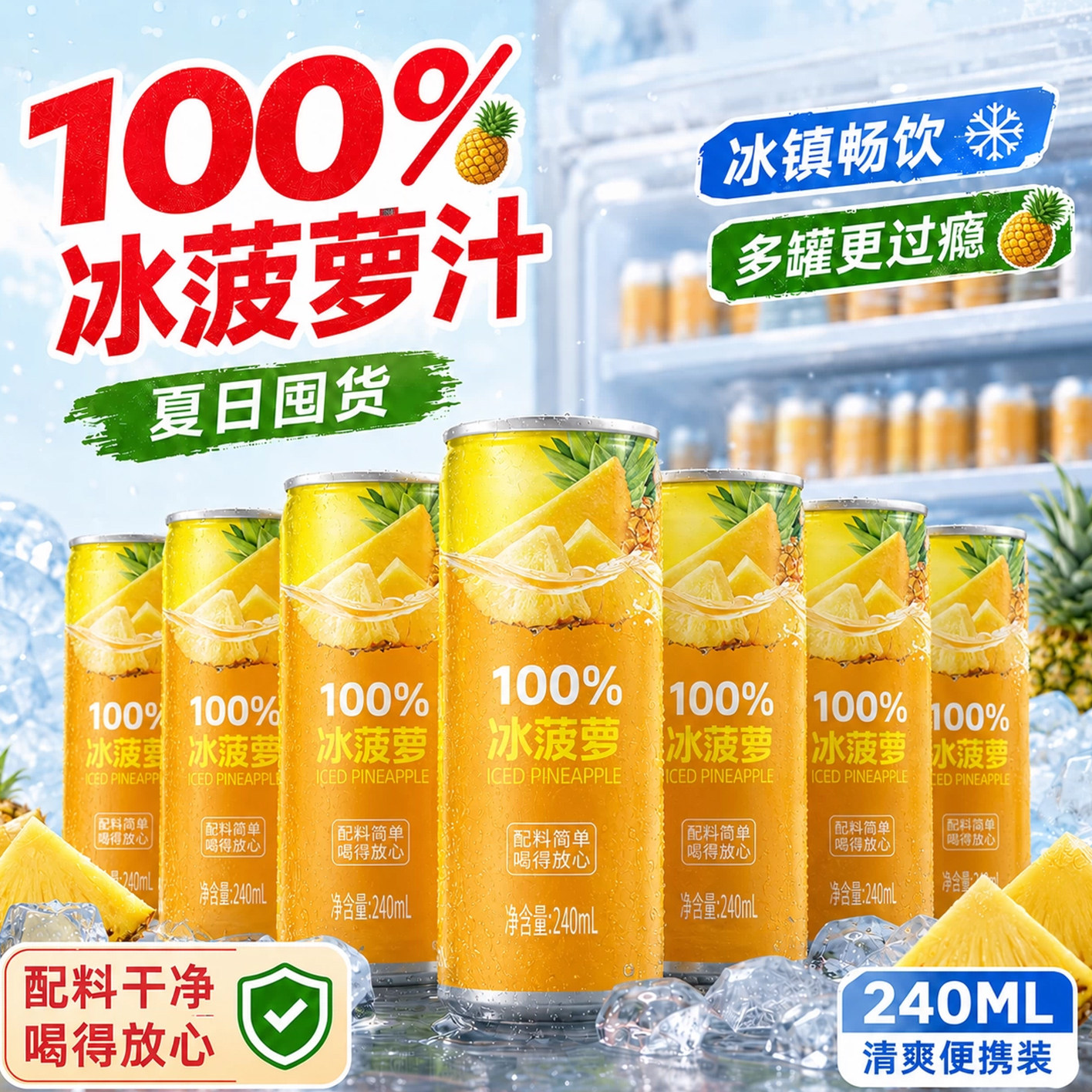 nfc菠萝汁100%鲜榨冰菠萝汁饮料
