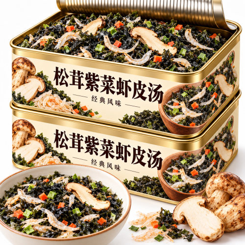松茸紫菜蛋花裙带菜虾皮汤包速食