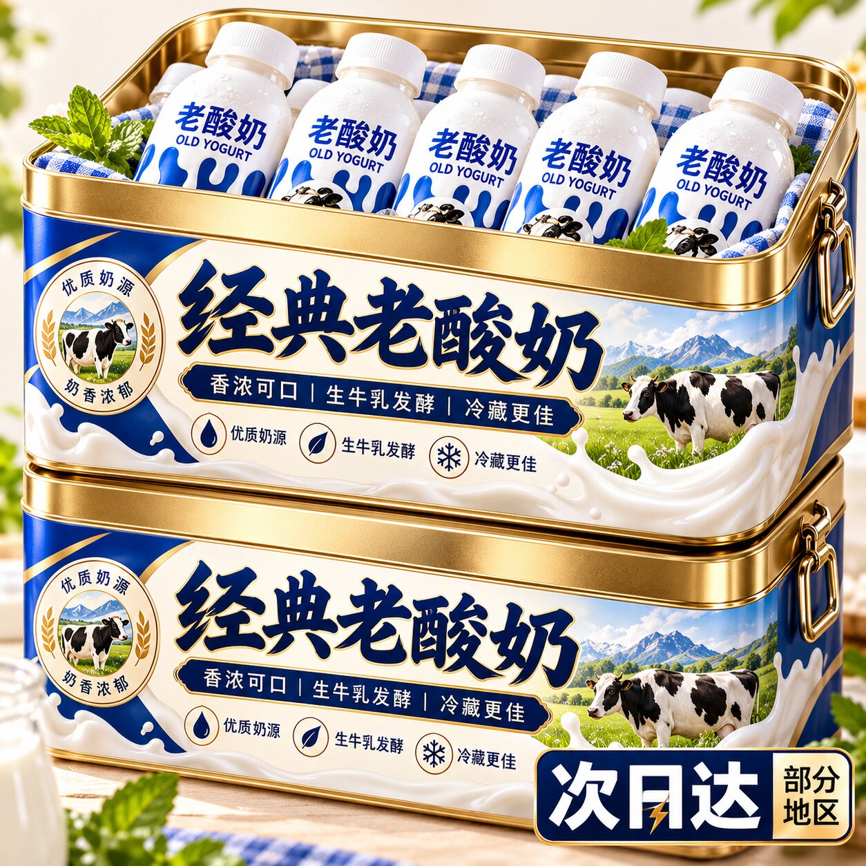 原味老酸奶风味饮料瓶装解腻