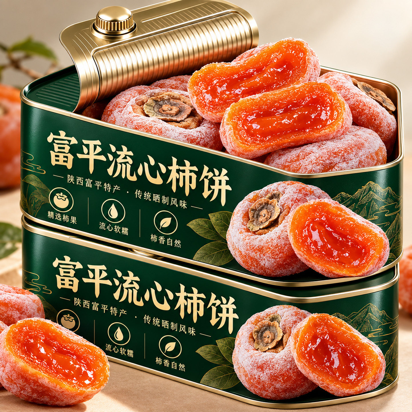 特级流心柿饼陕西富平官方旗舰店正宗广西流心柿子干独立包装冰柿