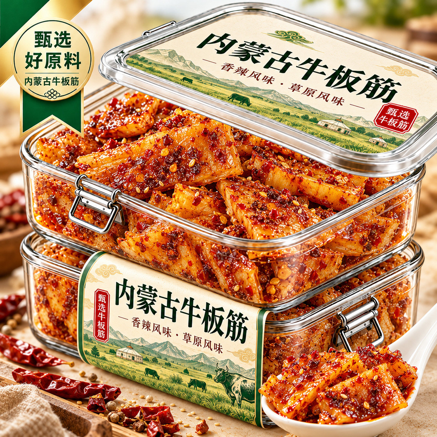 牛板筋内蒙古大块手撕即食香辣