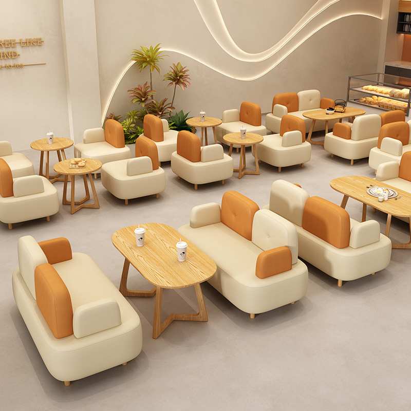 网红奶茶甜品奶茶咖啡店餐饮休闲沙发桌椅组合休息区洽谈接待卡座