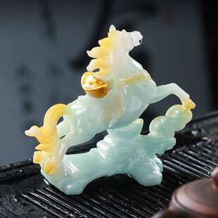 遇水变色马上有钱如意玉马茶宠摆件办公室桌面茶盘茶桌装饰品送礼