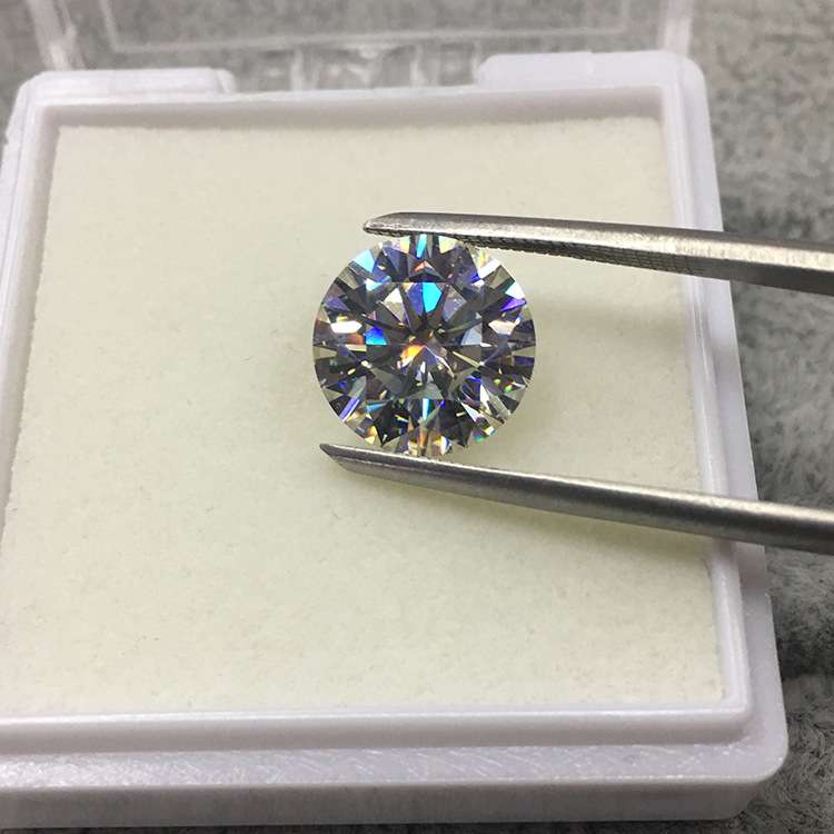 莫桑钻闪亮裸石戒面 5克拉莫桑石戒面 八心八箭d色圆形莫桑石裸钻