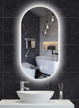 5Vled浴室镜不规则异形椭圆镜子卫生间智能镜梳妆镜挂墙洗手台灯