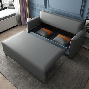 科技布休闲沙发北欧公寓民宿直排双人位可折叠变床储物深灰沙发床