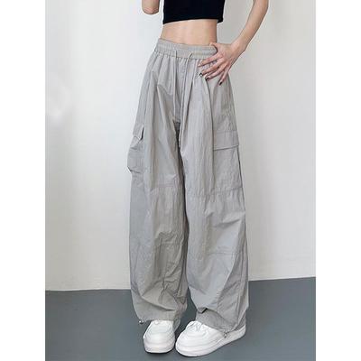 300斤大码女装韩版灰色工装裤女胖mm夏季薄款速干裤子显瘦休闲裤