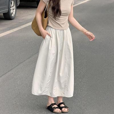 工装半身裙女夏季新款胖妹妹mm梨型身材高腰遮胯显瘦中长版a字裙