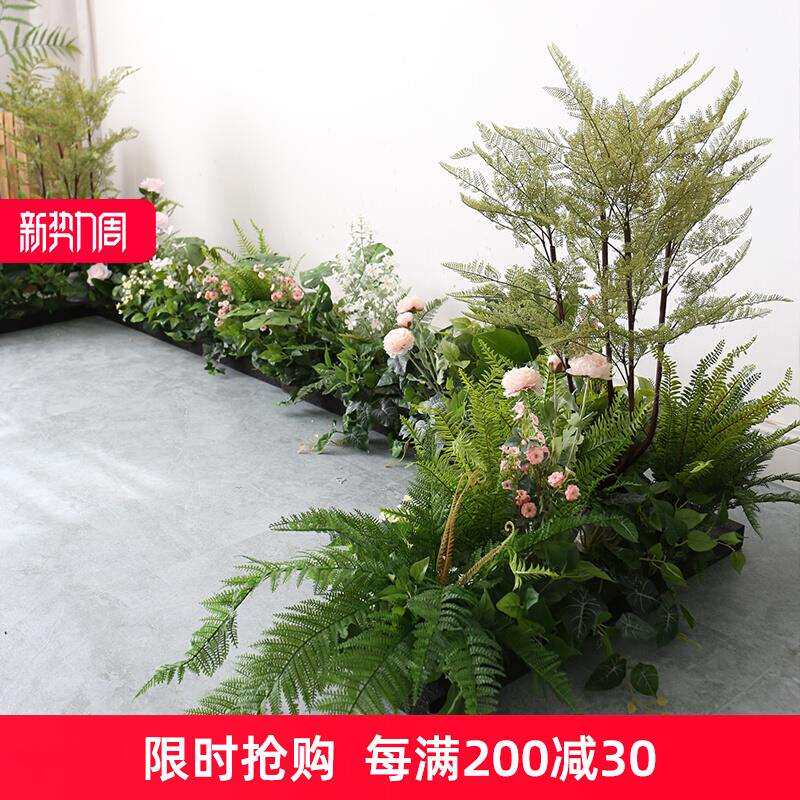 仿真绿植花槽摆件假植物草丛花箱隔断过道引路仿生花草假花造景