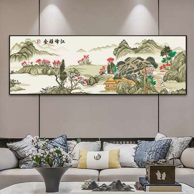 江峰雅舍十字绣2024新款线绣客厅大气山水风景满绣一件代发亚马逊