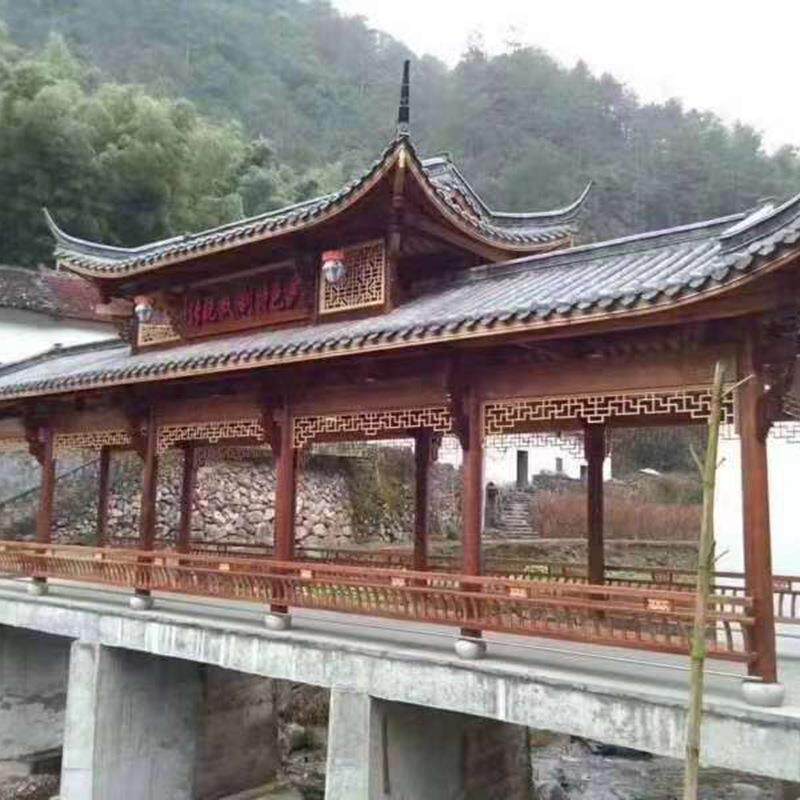 厂家供应古建长廊户外仿古防腐木走廊 景观实木长廊亭子走廊