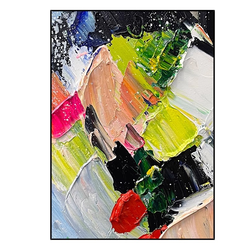 新款玄关沙发背景墙挂画客厅装饰画挂画立体抽象肌理画手绘油画图片