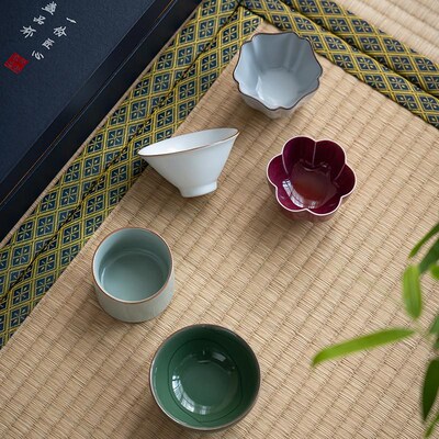仿宋五大名窑主人杯套装个人专用茶杯陶瓷功夫茶具套装主人品茗杯