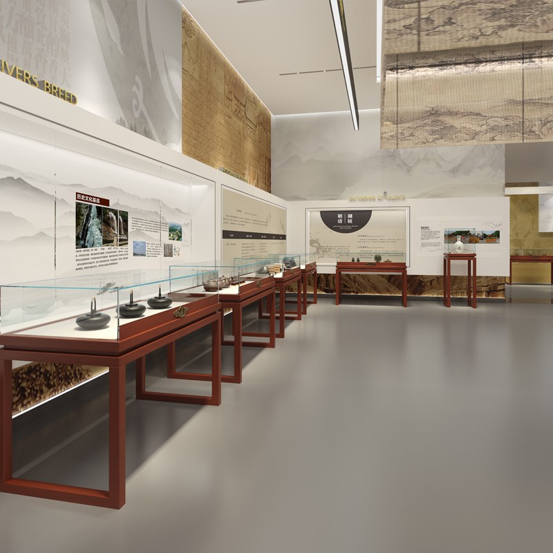 复古实木珠宝展示柜饰品柜古玩玉器博物馆展柜展厅展馆纪念品柜台