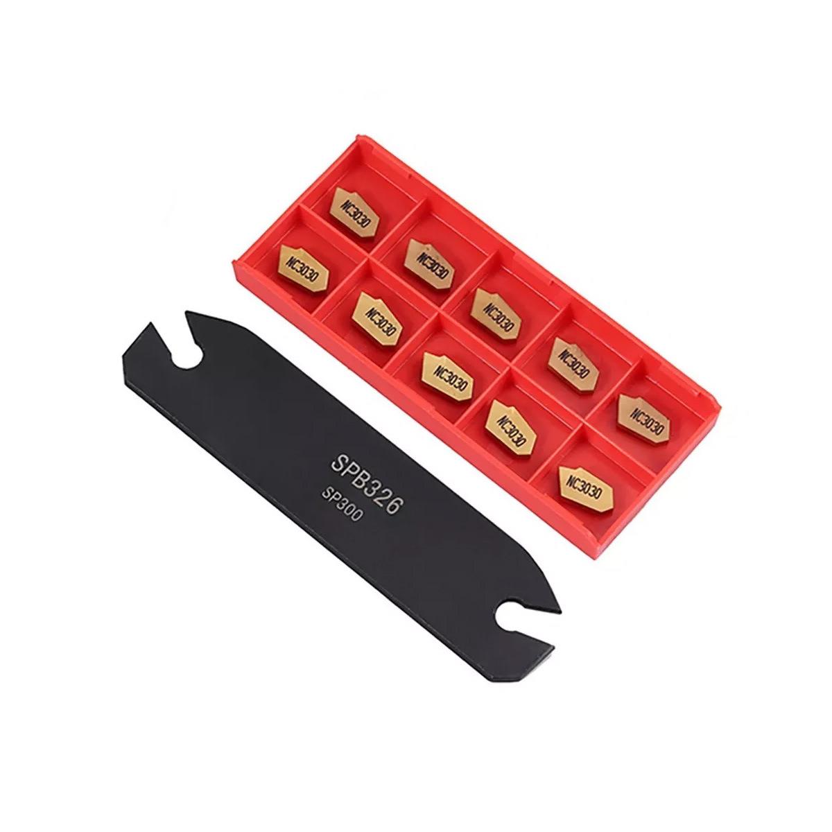 开槽切断工具 SPB326 26mm零件切断刀片 + 10X GTN-3 SP300刀片