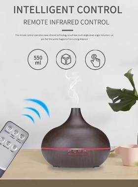 Air Humidifier Aromatherapy Essential Oil Diffuser Wood Grai