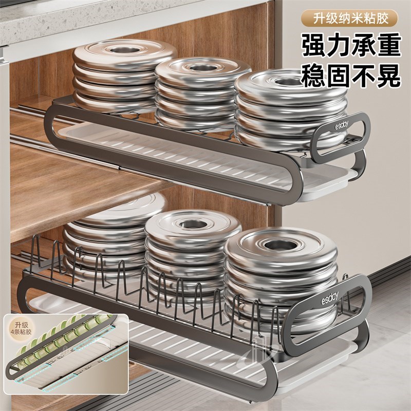 碗碟收纳架厨房橱柜内置抽屉式碗架超深柜L拉篮抽拉放碗盘子置物