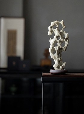 新中式陶瓷太湖石假山摆件家居客厅茶室茶空间博古架玄关桌面装饰