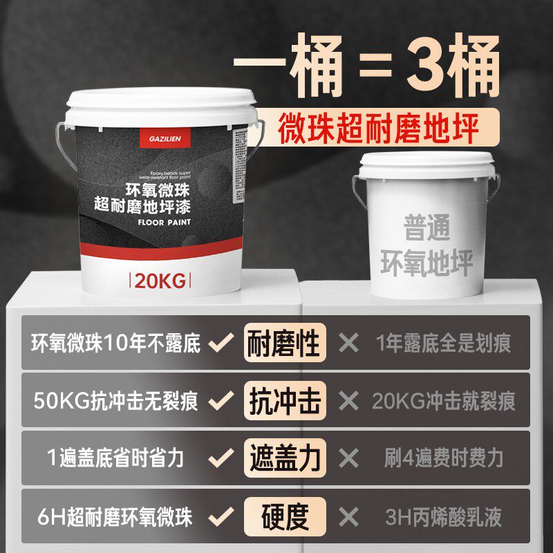 环氧微珠地坪漆耐磨自流平水泥地面漆家用地板漆工厂车间地坪油漆