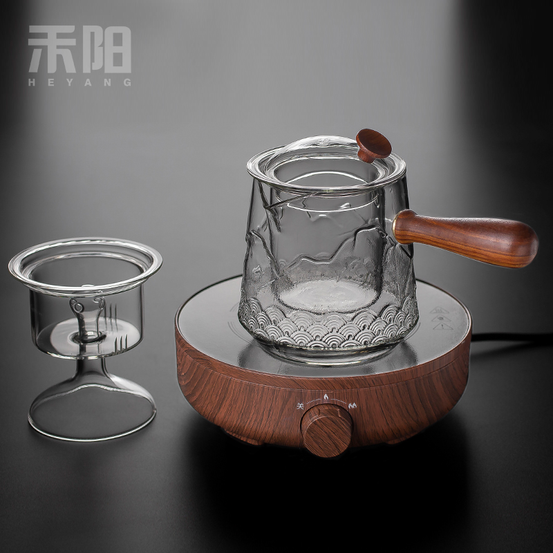 禾阳耐高温玻璃煮茶壶家用双内胆侧把泡茶壶蒸茶壶功夫茶具煮茶器