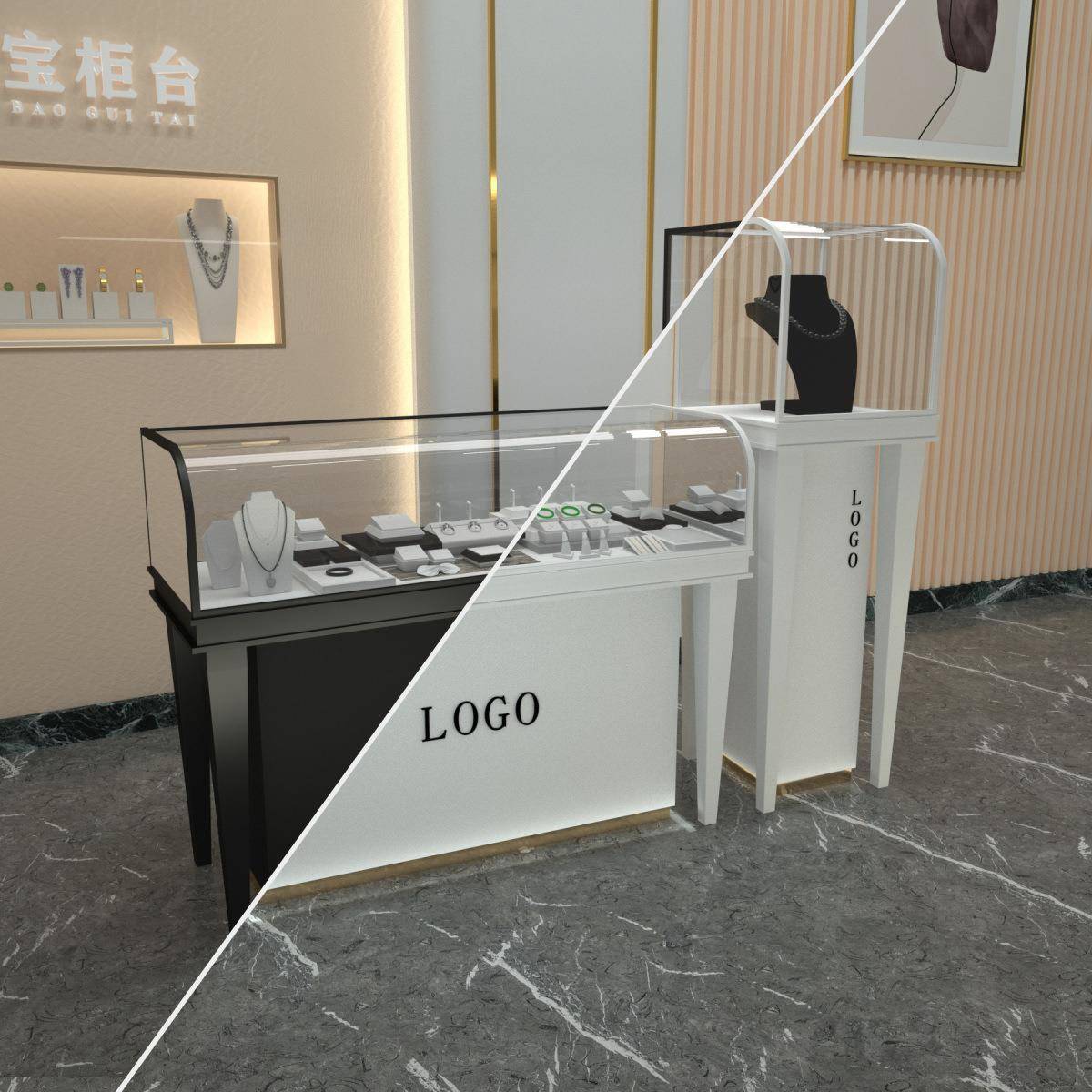 珠宝展示架 镀钛不锈钢手机眼镜店陈列架 铁艺首饰商用玻璃展示柜