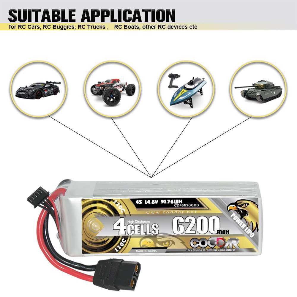 鹰氪CODDAR 6200MAH 4S 14.8V 110C长续航航模RC车模船模锂电池