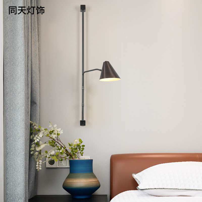 工业风不锈钢摇臂壁灯带开关可转动喜来登酒店客房书桌床头灯具