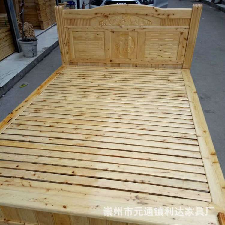 新款香柏木雕花床出租房简易木床居家卧室双人木质凉板床柏木铺板