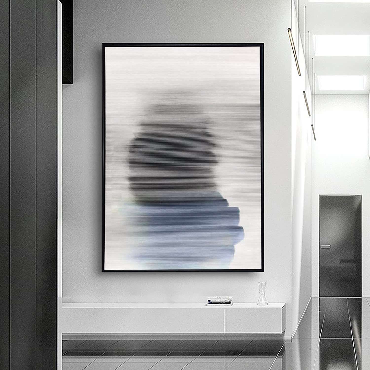 玄关装饰画 画心艺术抽象印象现代简约风景画北欧风横版客厅挂画