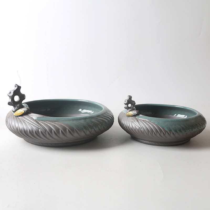 哥窑陶瓷大号假山微景观造景盆栽花器客厅办公室多肉植物花盆拼盘