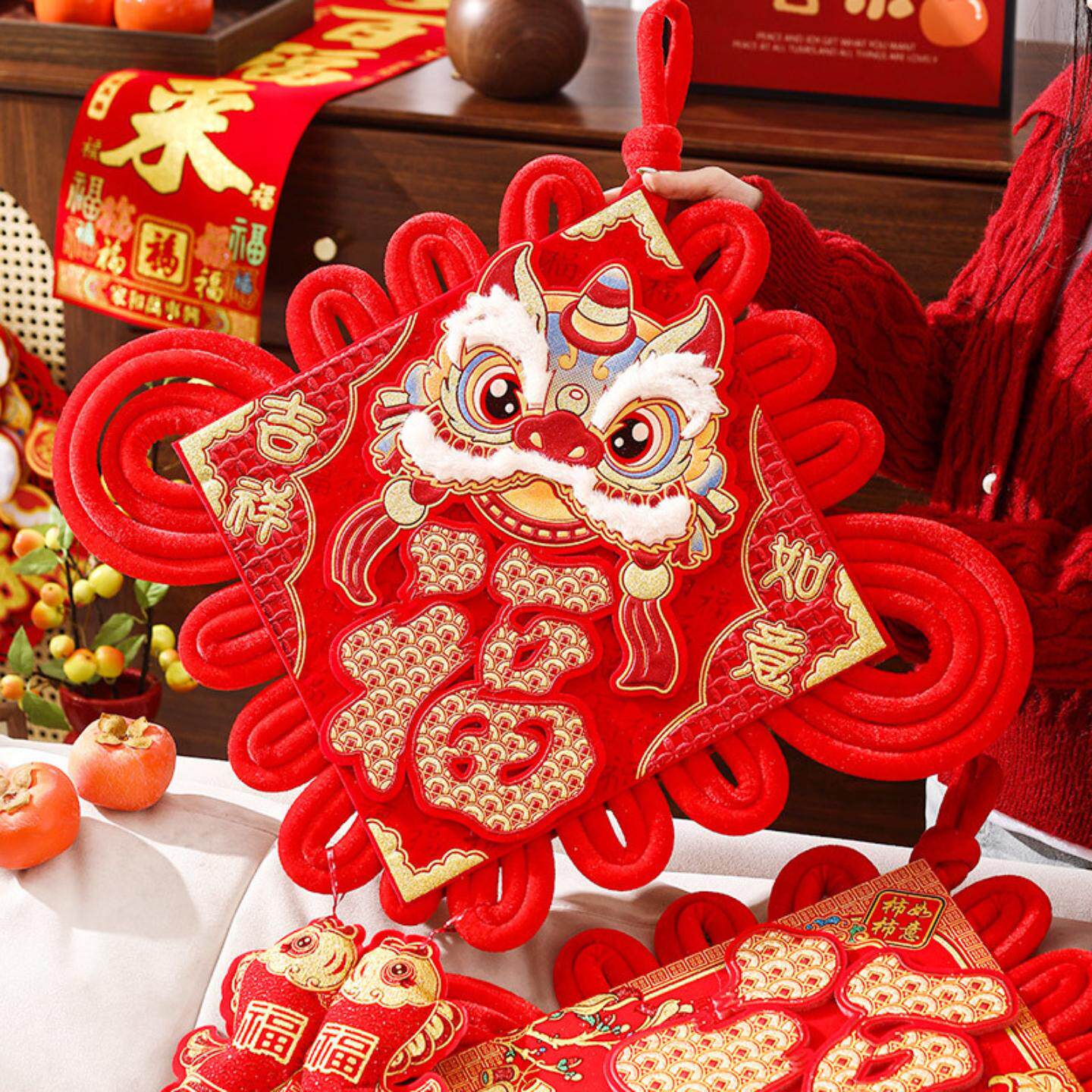2026马年中国结挂件毛绒福字挂饰春节过年客厅入户门玄关新年装饰