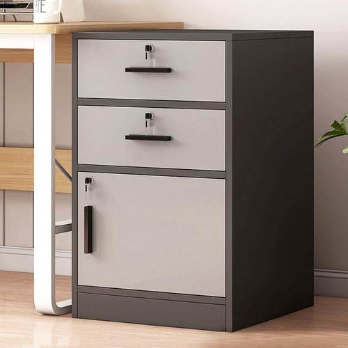 文件柜办公室木质带锁小柜子移动收纳柜抽屉柜电脑桌下储物柜矮柜