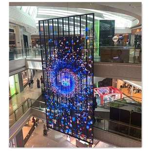 LED弧型透明屏 LED玻璃橱窗屏 厂家直售P3.9 7.8透明LED显示屏