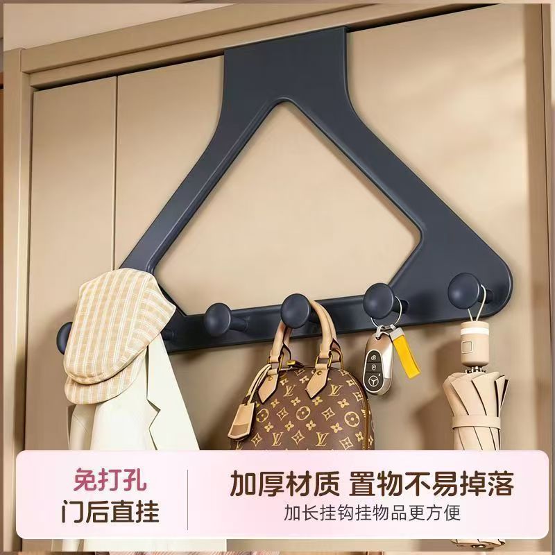门后挂钩免打孔衣服架卧室挂衣架壁挂墙上强力浴室置物收纳