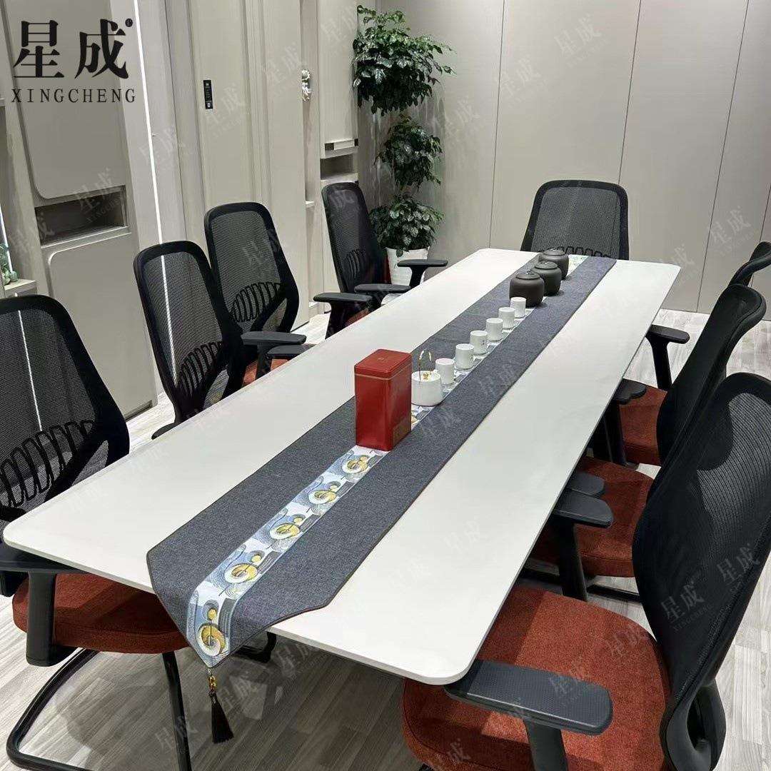 定 制静电喷粉环保桌面板长方形餐桌4-8人会议桌面可配升降桌架