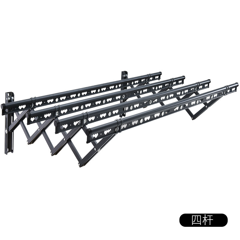 伸缩晾衣架室外墙阳台户外推拉晒衣E架铝合金晾衣杆加筋加厚凉衣