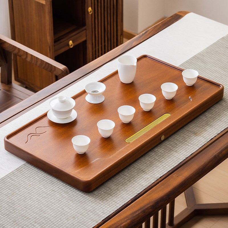 花梨木茶盘实木家用茶台托 托盘电木新G款整块办公室功夫茶具排水