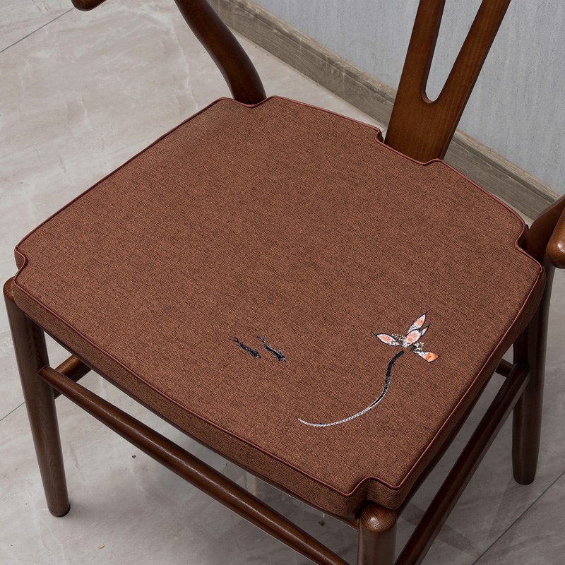 定制实木y椅坐垫l红木茶椅圈椅太师椅垫子餐椅卡口座垫加厚海绵垫