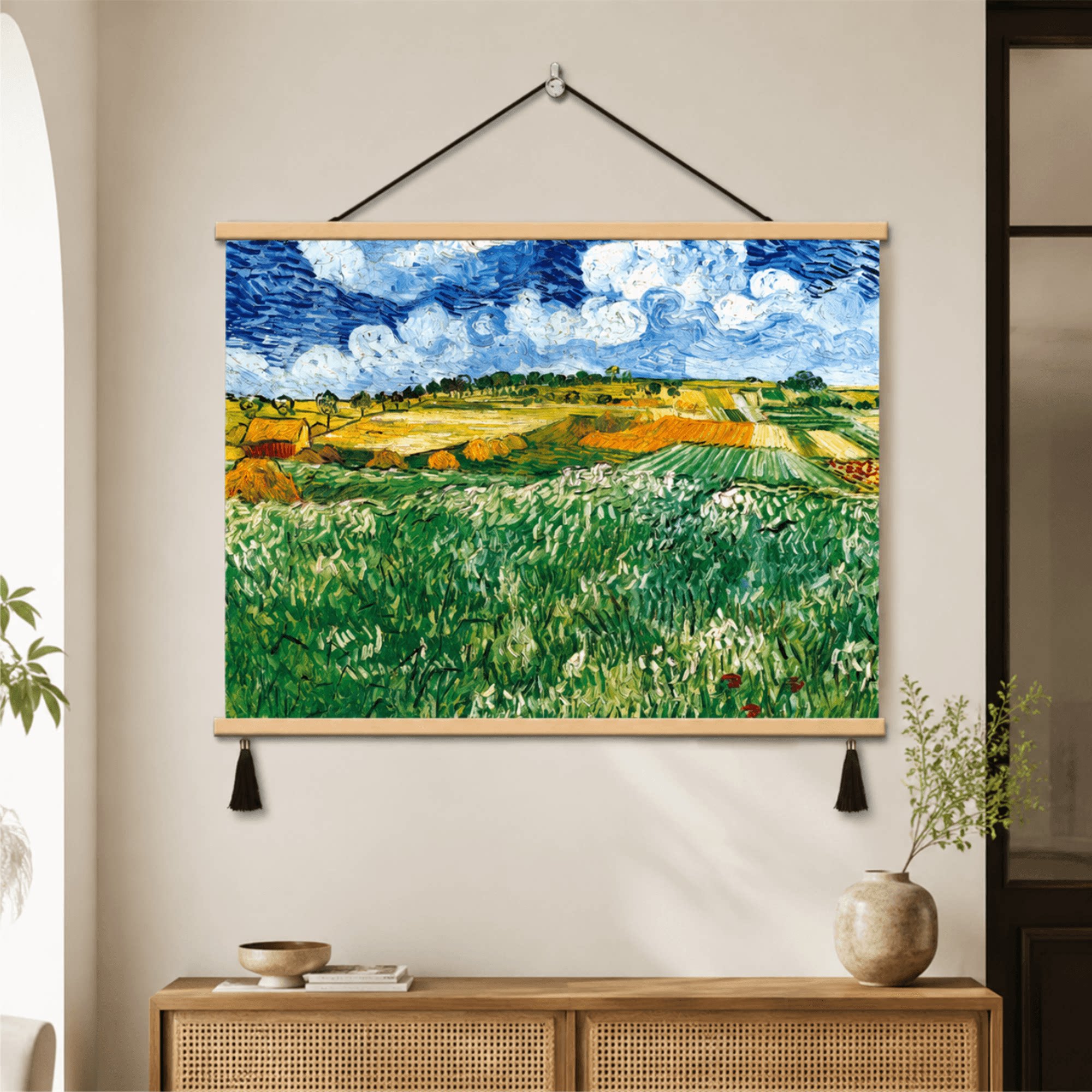 梵高复古欧式麦田丰收风景油画挂画客厅卧室玄关家用墙面装饰壁画