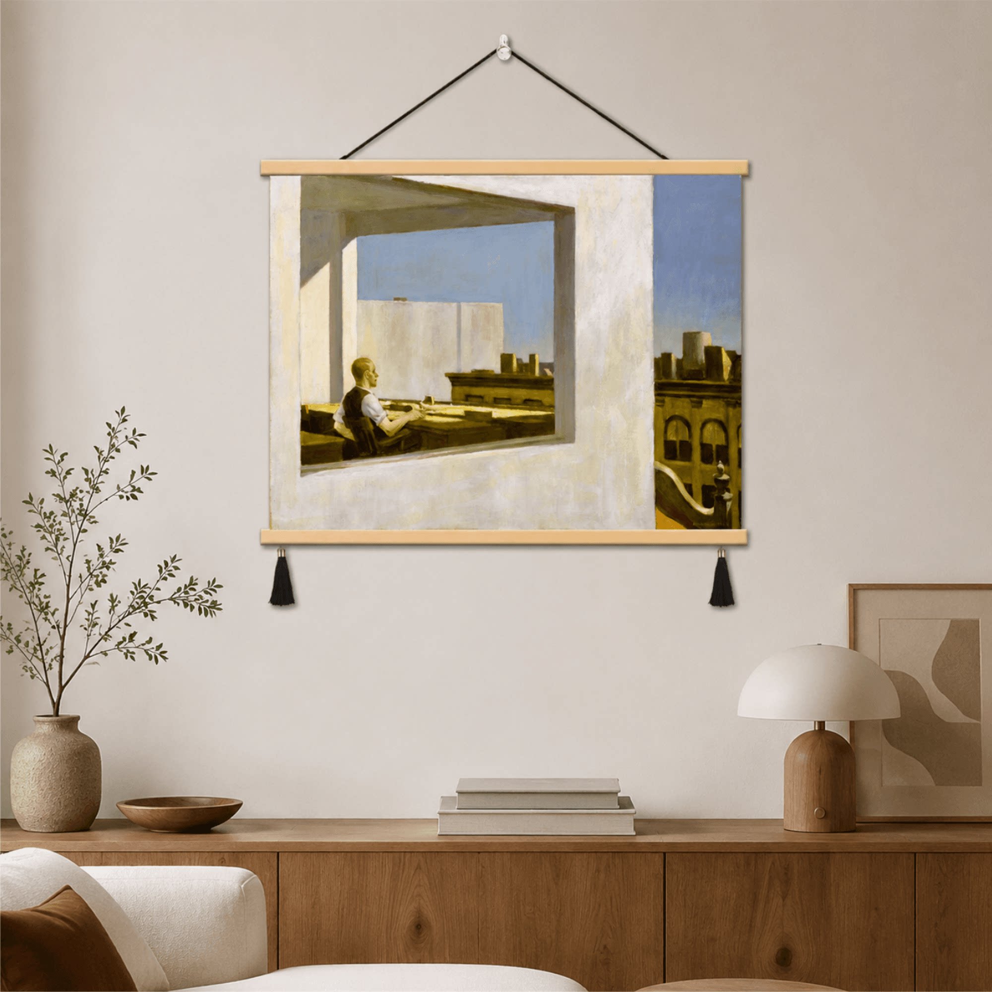北欧复古油画办公室客厅墙面装饰挂画城市午后寂静街景温馨简约款