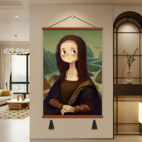 世界名画中古风客厅背景墙挂画儿童房床头卡通趣味装饰画卧室壁画