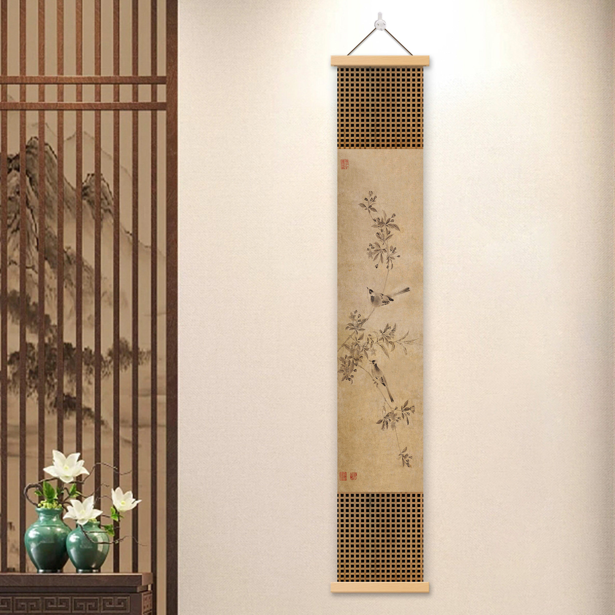 宋代美学 新中式玄关山水背景墙装饰画民宿茶室书房挂画复古壁画
