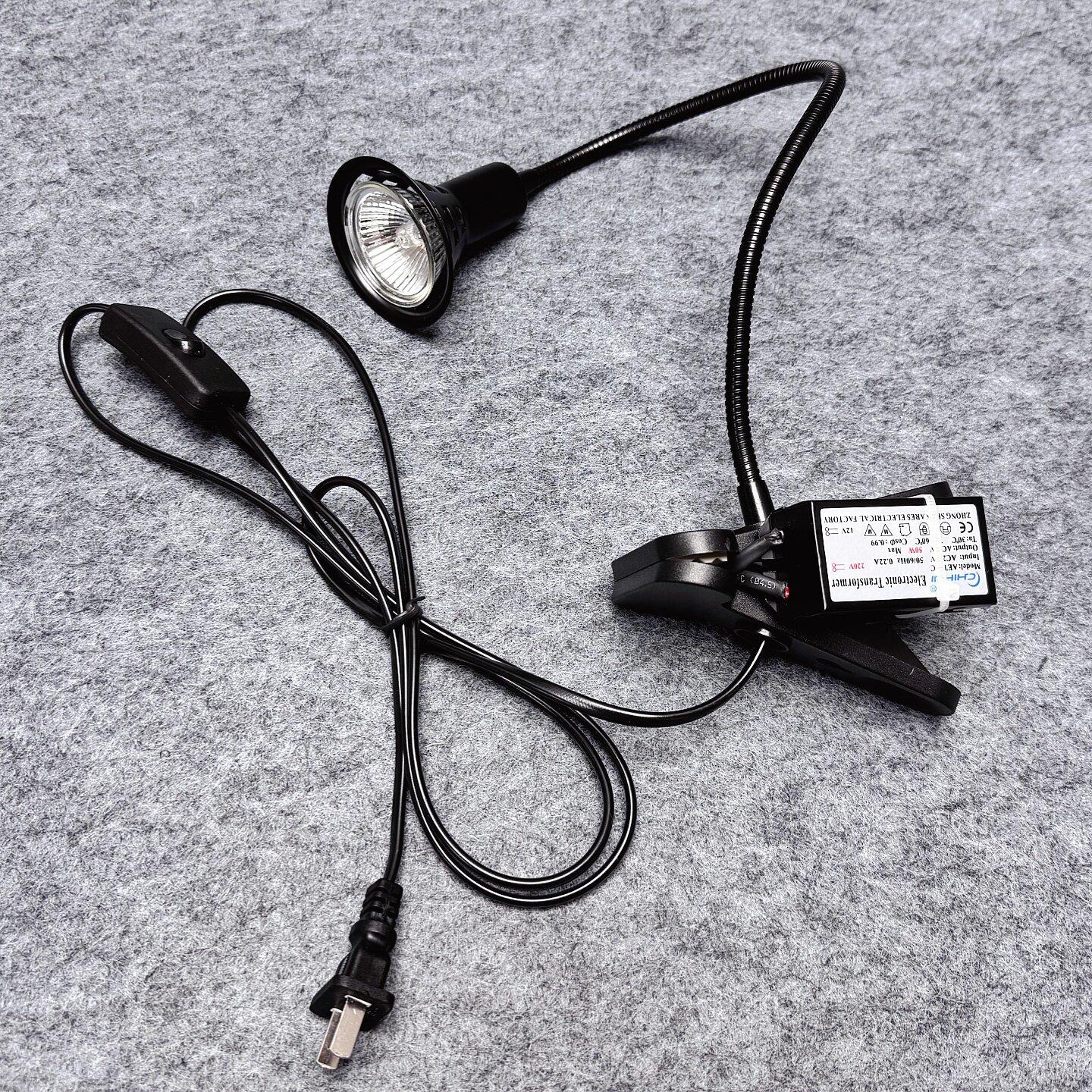 12V50W卤素灯模拟太阳光实验室照明灯具可调亮度万向软管式夹子灯