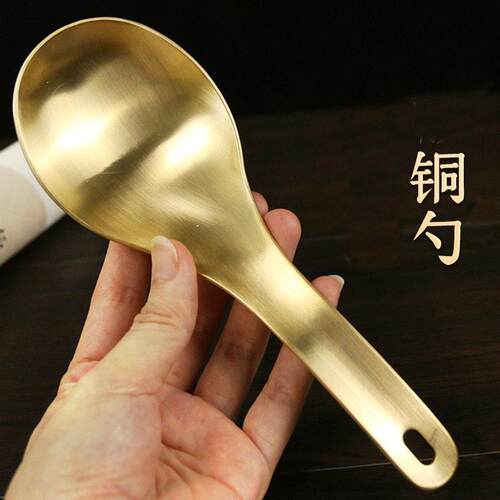 纯铜加厚餐具 厨房用品 黄铜大汤匙舀汤勺子全铜大号粥勺汤勺饭勺