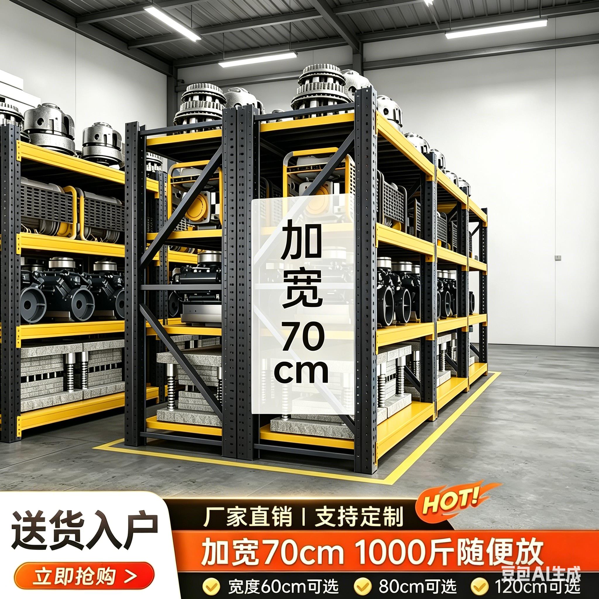 重型仓储货架工业加深70cm宽超强承重置物架多层快递工厂货物架子