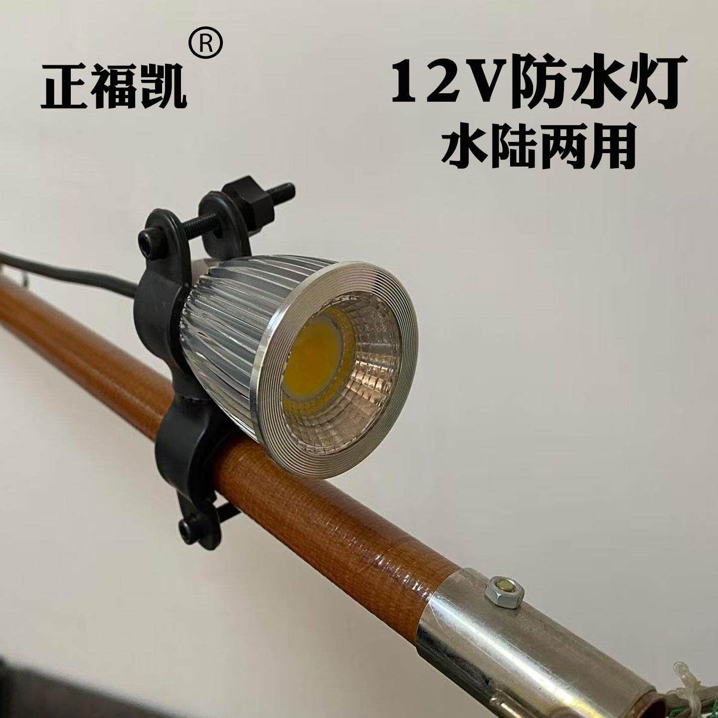 正福凯12V下水灯led防水陆两用水下强光灯12V潜水灯诱鱼灯水下灯