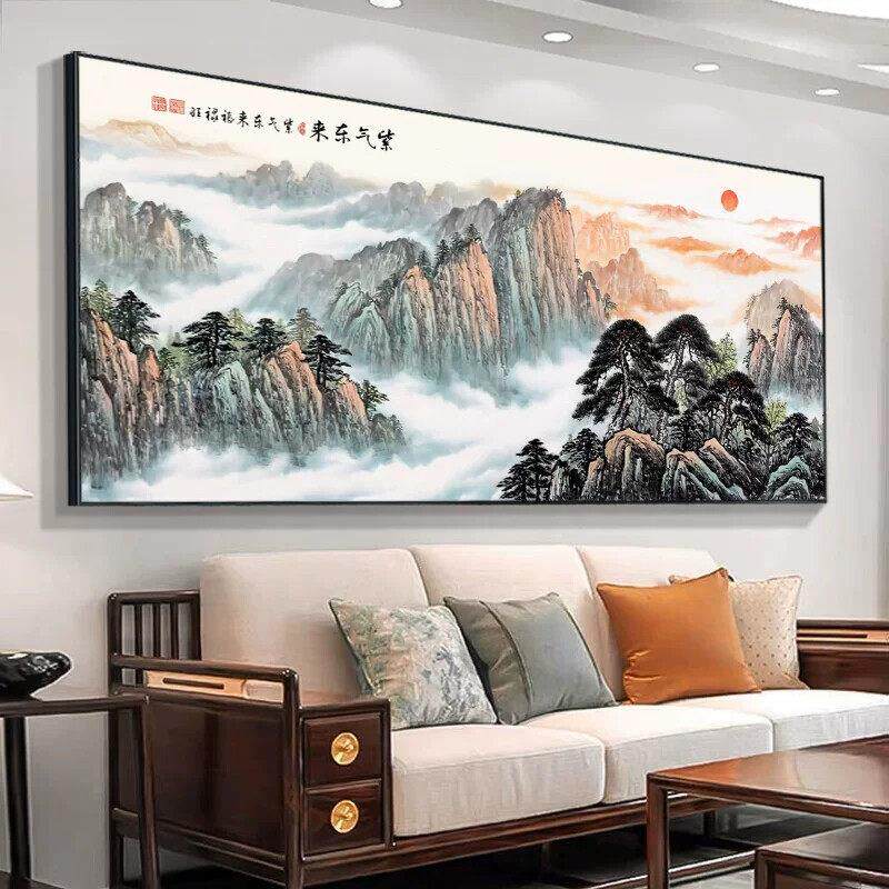 沁园春雪2025新款客厅山水挂画办公室字画沙发背景墙壁装饰风景