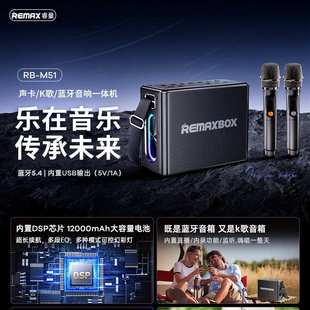REMAX承影灯光100W无线蓝牙户外音箱高功率带双麦克风K歌音响M51