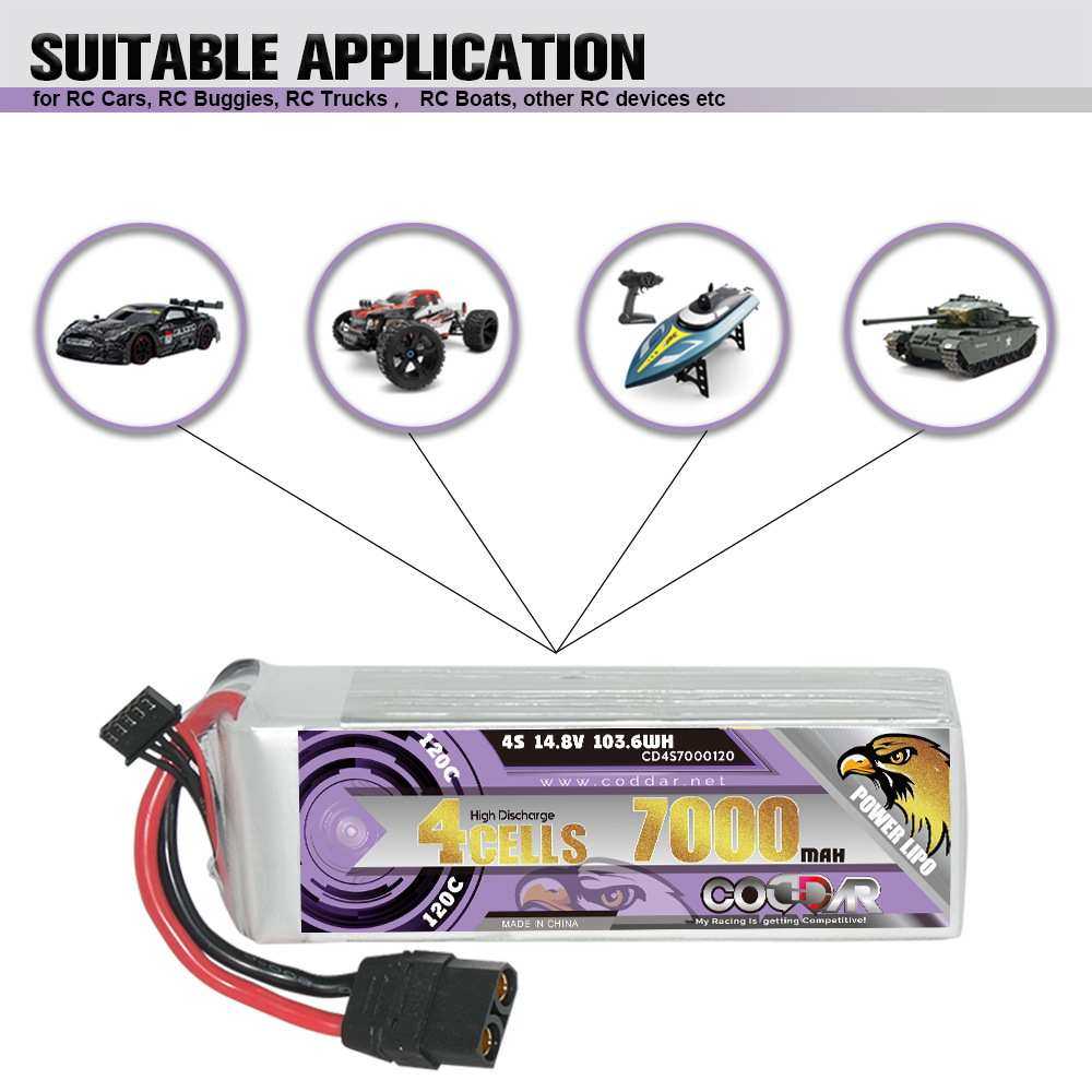 CODDAR鹰氪7000MAH 4S 14.8V 120C船模RC车模 航模固定翼锂电池